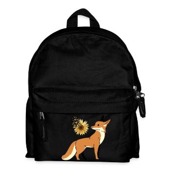 Fuchs Wildtier Wildnis Natur Blume Schmetterlinge - Kinder Rucksack - Schwarz - Vorne