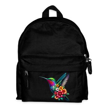 Hummingbird decorated with flowers - Kids' Backpack - black - Front
