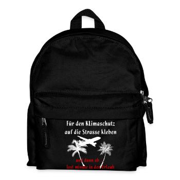 Für den Klimaschutz festkleben Klima Urlaub - Kinder Rucksack - Schwarz - Vorne