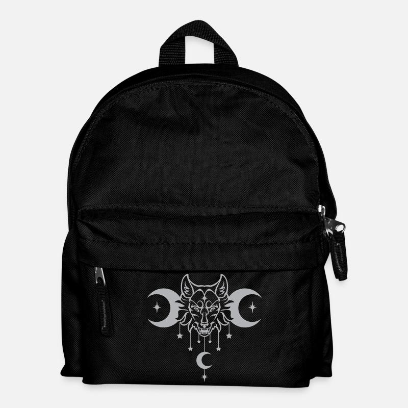 Wicca Moon Wolf - Anpassbare Farbe - Kinder Rucksack - Schwarz