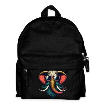 cooler Hipster Elefant Gesicht Mustache Bart - Kinder Rucksack - Schwarz - Vorne