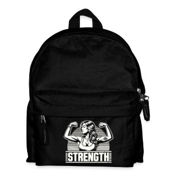 Strength strong woman tenses muscles gift - Kids' Backpack - black - Front