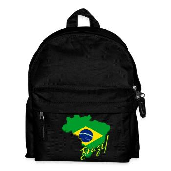 Map of Brazil, flag of Brazil - Kids' Backpack - black - Front