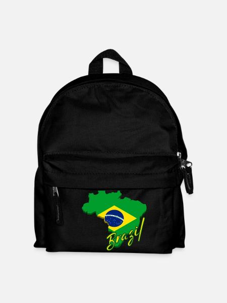 Mapa de Brasil, bandera de Brasil - Rygsæk til børn - sort