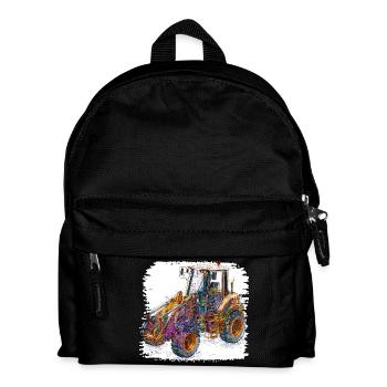 Neonlinien Konstruktionsbagger - Kinder Rucksack - Schwarz - Vorne