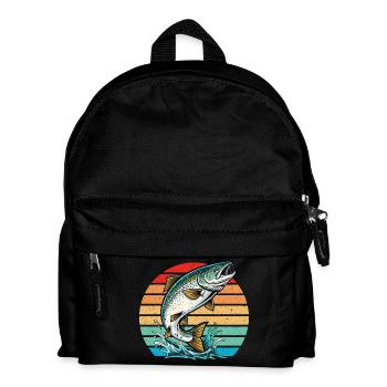 Pêche au saumon Pêche au saumon de l’Atlantique Pêcheur à la ligne - Sac à dos Enfant - noir - Devant