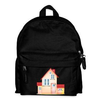 Colorful House – Friendly Home Motif - Kids' Backpack - black - Front