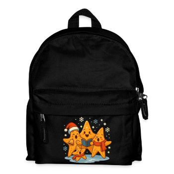 Weihnachten singende Seesterne Maritim - Kinder Rucksack - Schwarz - Vorne