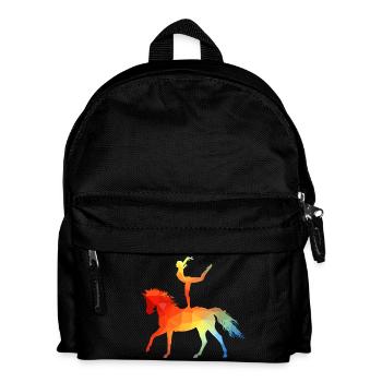 Voltigieren Akrobatik Reitsport Reiten Pferd bunt - Kinder Rucksack - Schwarz - Vorne