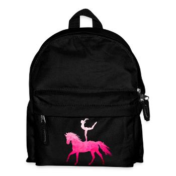 Voltigieren Akrobatik Reitsport Reiten Pferd Pink - Kinder Rucksack - Schwarz - Vorne