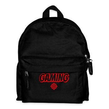 Gaming lettering with stroke symbol - Kids' Backpack - black - Front