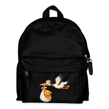 Storch Baby Lieferung Teddy im Bündel Neugeboren - Kinder Rucksack - Schwarz - Vorne