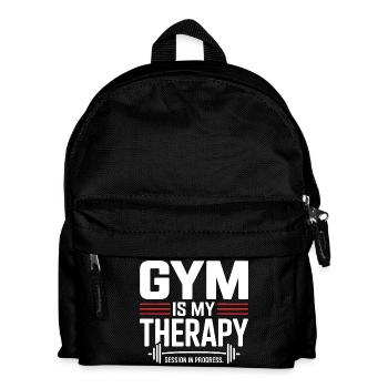 Gym Is My Therapy – Motivations Gym Spruch - Kinder Rucksack - Schwarz - Vorne