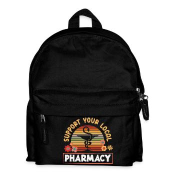 Retro-unterstützung Für Ihre Lokale Apotheke - Kinder Rucksack - Schwarz - Vorne