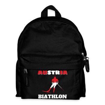 Biathlet Silhouette Rot Weiß Österreich - Kinder Rucksack - Schwarz - Vorne