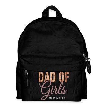 Dad of Girls Outnumbered Funny Daddy Saying - Kids' Backpack - black - Front