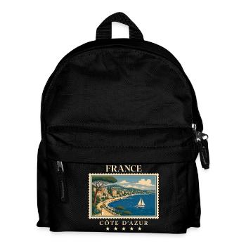Frankreich Côte d’Azur Vintage Reisemarke - Kinder Rucksack - Schwarz - Vorne