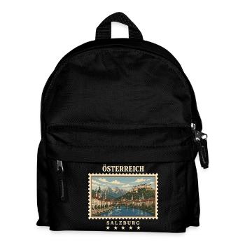Österreich Salzburg Vintage Reisemarke - Kinder Rucksack - Schwarz - Vorne