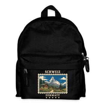 Schweiz Zermatt Vintage Reisemarke - Kinder Rucksack - Schwarz - Vorne