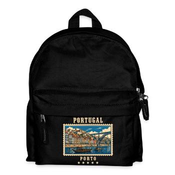Portugal Porto Vintage Reisemarke - Kinder Rucksack - Schwarz - Vorne