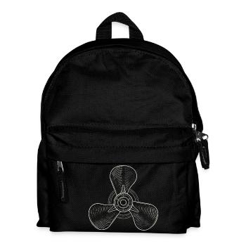 Vintage Three-Blade Propeller Illustration - Kids' Backpack - black - Front
