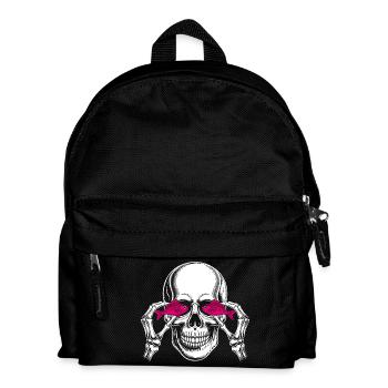 Skull with Pink Fish - Kids' Backpack - black - Front