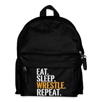 Eat, Sleep Wrestle Wiederholung – Wrestler Grappling - Kinder Rucksack - Schwarz - Vorne