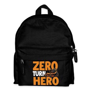 Zero Turn Hero – Zero Turn Rasenmäher Rasenmäh-Papa - Kinder Rucksack - Schwarz - Vorne