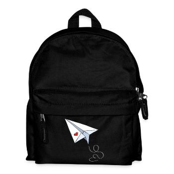 Papierflieger Mit Herz - Love - Reisen - Fliegen - Kinder Rucksack - Schwarz - Vorne