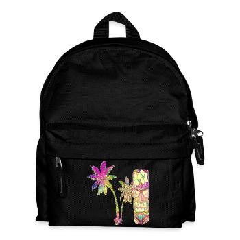 Lustige Tiki Statue am Strand - Kinder Rucksack - Schwarz - Vorne