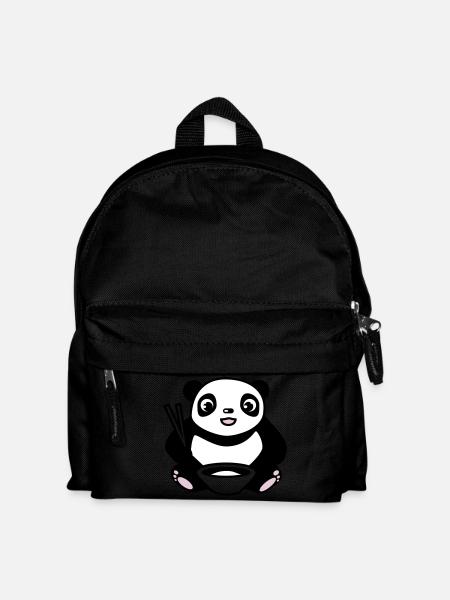 Baby Panda at eating rice with chopsticks - Kids' Backpack - black