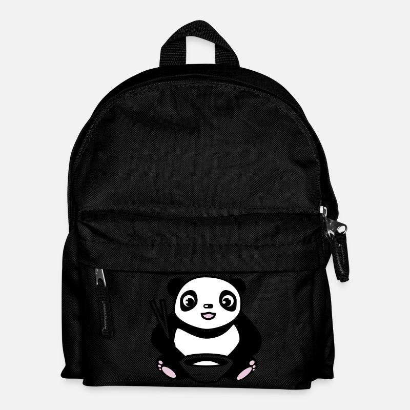 Baby Panda beim Reis essen mit Stäbchen - Kinder Rucksack - Schwarz