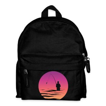 Pêcheur pêcheur lac symbole lune mer Illustration - Sac à dos Enfant - noir - Devant