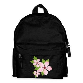 Trois fleurs de cerisier délicates avec des feuilles - Sac à dos Enfant - noir - Devant