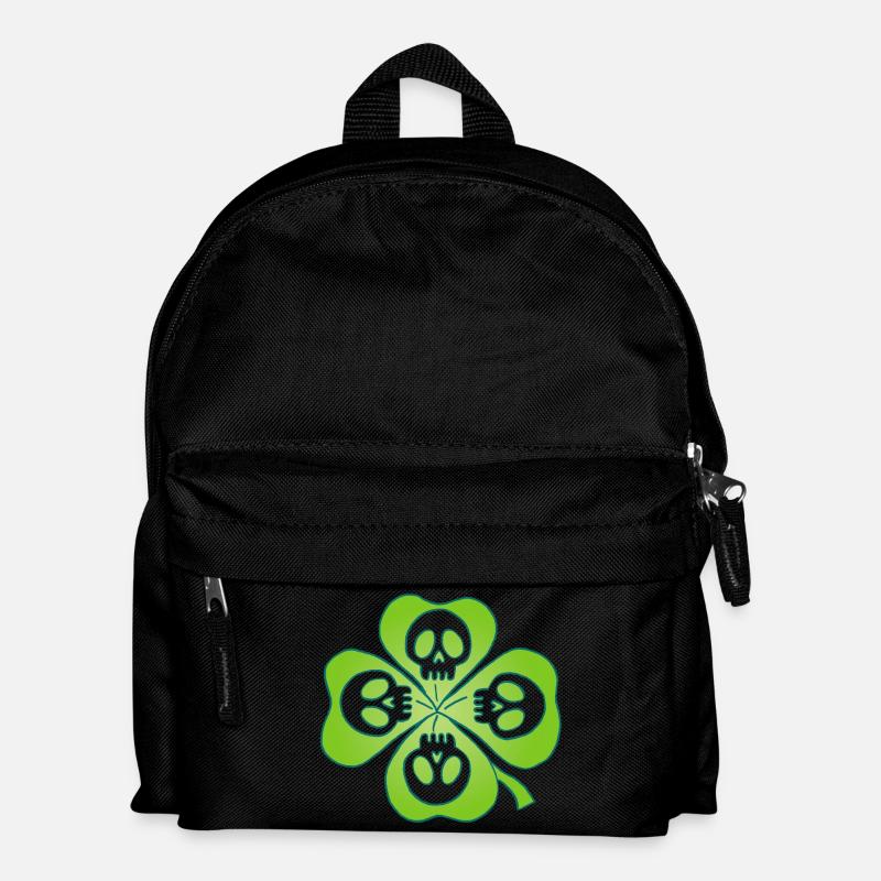 Schädel und vierblättriges Kleeblatt - Kinder Rucksack - Schwarz