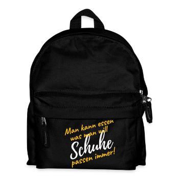 Schuhe kaufen passen immer lustiger Spruch Diät - Kinder Rucksack - Schwarz - Vorne
