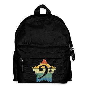 Basschlüssel als Vintage Style Stern im used look - Kinder Rucksack - Schwarz - Vorne