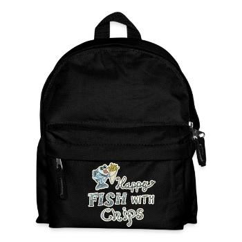 Fisch mit Pommes! Leckeres Essen lustiger Spruch - Kinder Rucksack - Schwarz - Vorne