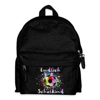 Endlich Schulkind Fußball Schulanfang - Kinder Rucksack - Schwarz - Vorne