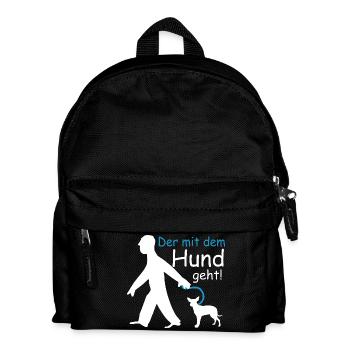 Der mit dem Hund geht - Kinder Rucksack - Schwarz - Vorne