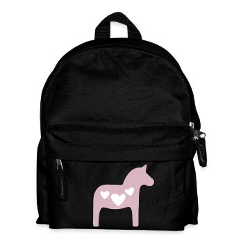 Dalapferd rosa Herzen skandi Weihnachten Hygge - Kinder Rucksack - Schwarz - Vorne