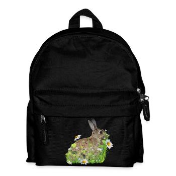 Hase weiße Blumen - Kinder Rucksack - Schwarz - Vorne