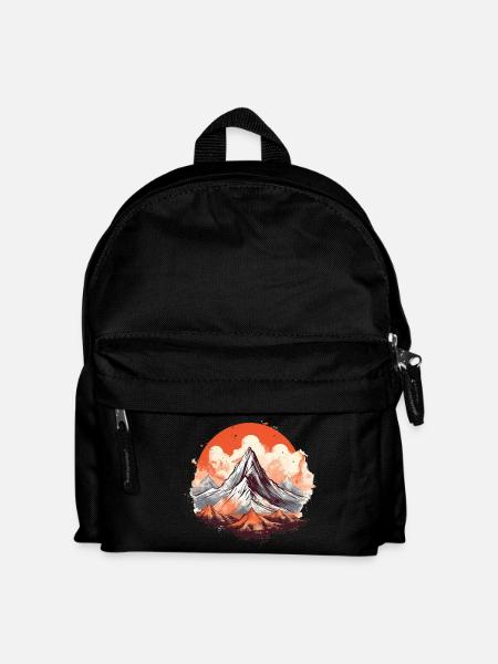 Majestic mountain peak with sunset - Kids' Backpack - black