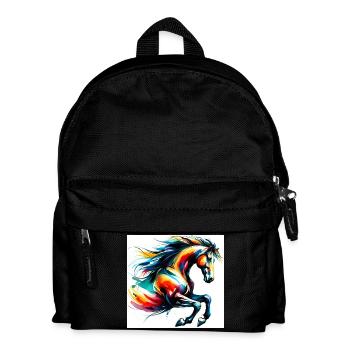 Pferd - Kinder Rucksack - Schwarz - Vorne