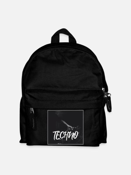 Energetic techno design with DJ motif - Kids' Backpack - black