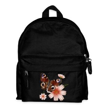 Butterfly Peacock Eye with Pink Flowers - Kids' Backpack - black - Front