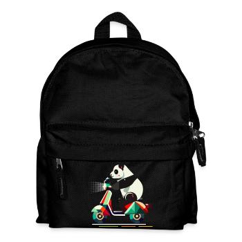 niedlichere Panda auf einem farbenfrohen Roller - Kinder Rucksack - Schwarz - Vorne