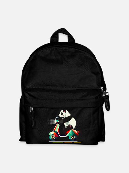 niedlichere Panda auf einem farbenfrohen Roller - Kinder Rucksack - Schwarz