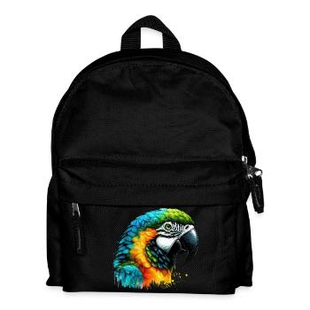Papagei - Kinder Rucksack - Schwarz - Vorne