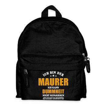 Ich bin Maurer, ich kann Dummheit nicht reparieren - Kinder Rucksack - Schwarz - Vorne